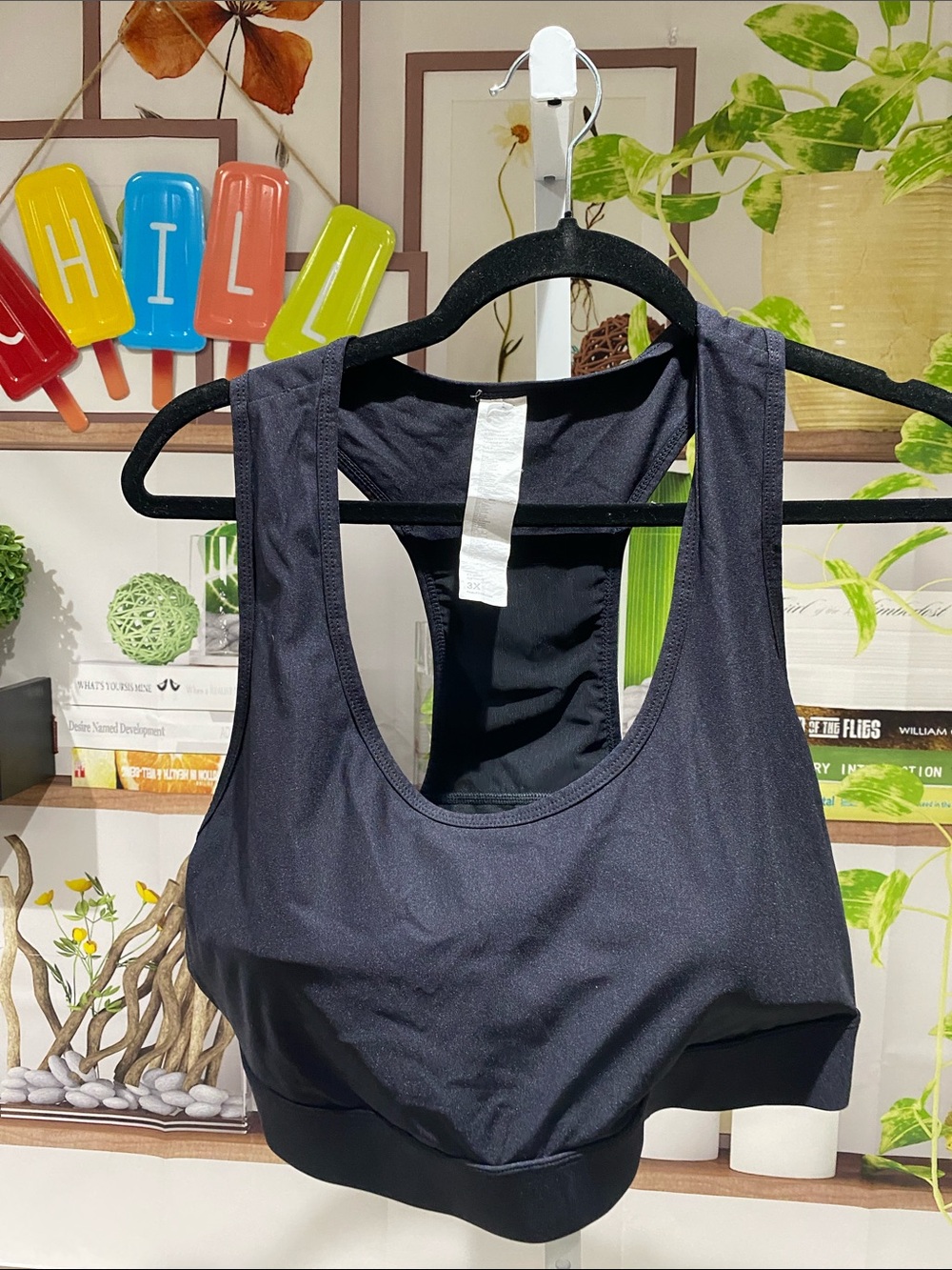 Fabletics Black Racerback Sports Bra with Wide Band